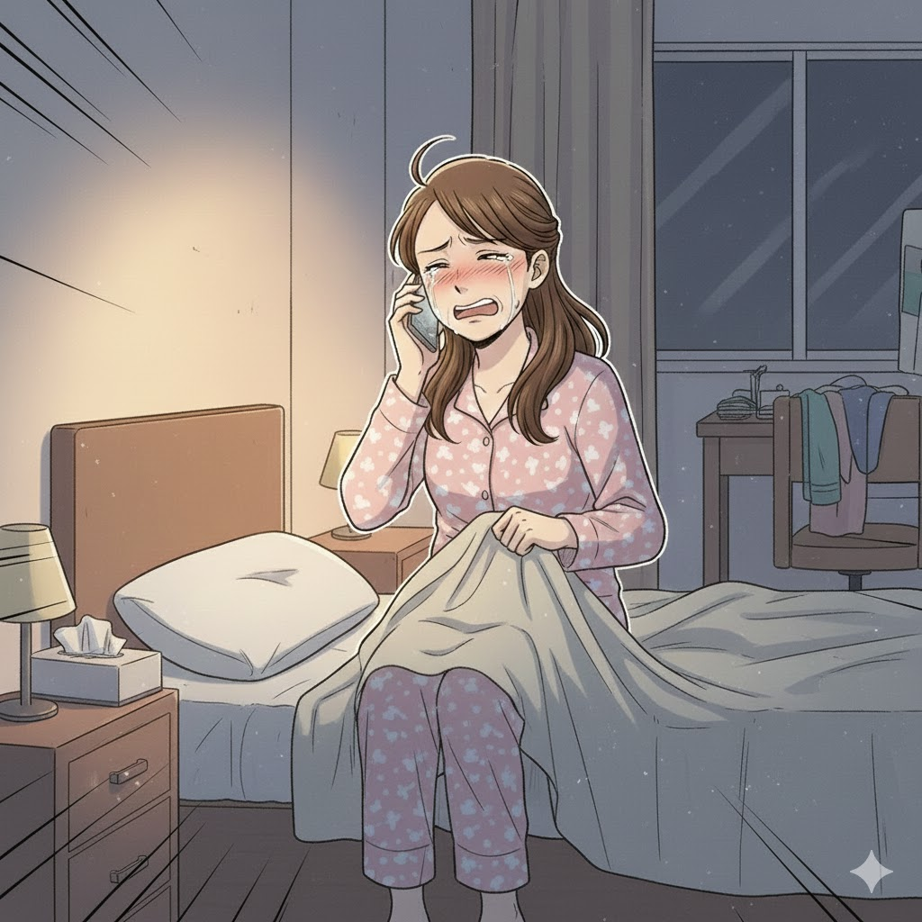 泣きながら相談するワーママのイメージ