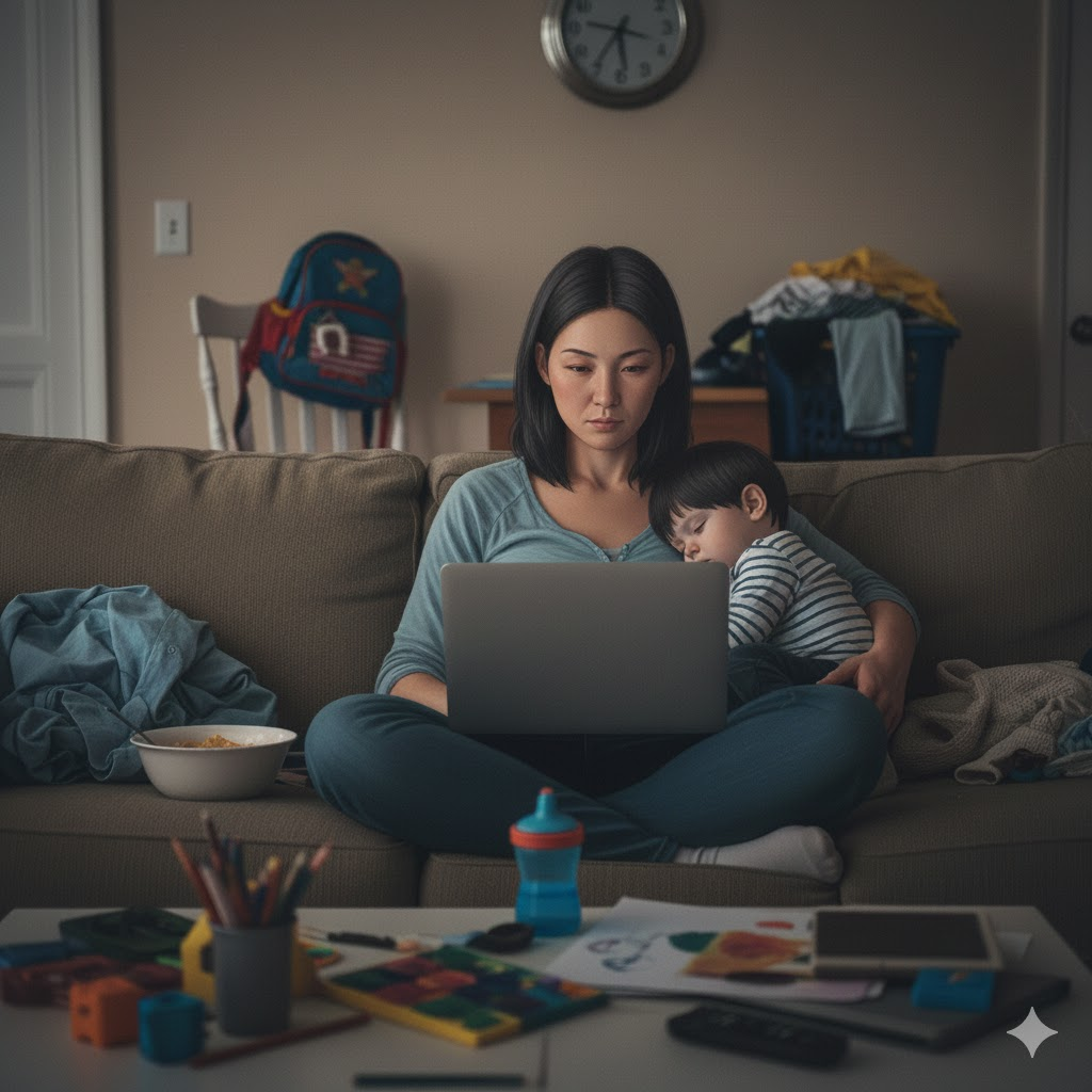 疲弊している母親のイメージ