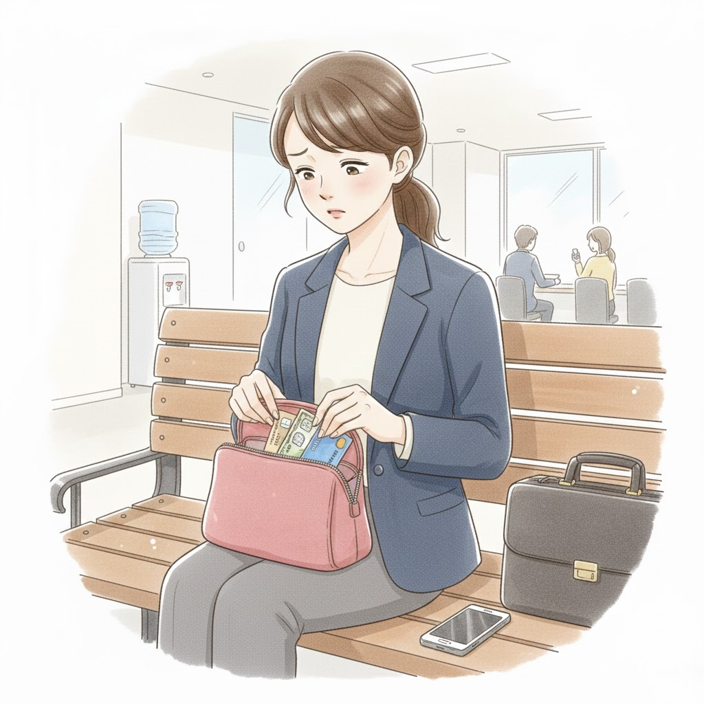 節約を気にするワーママのイラスト