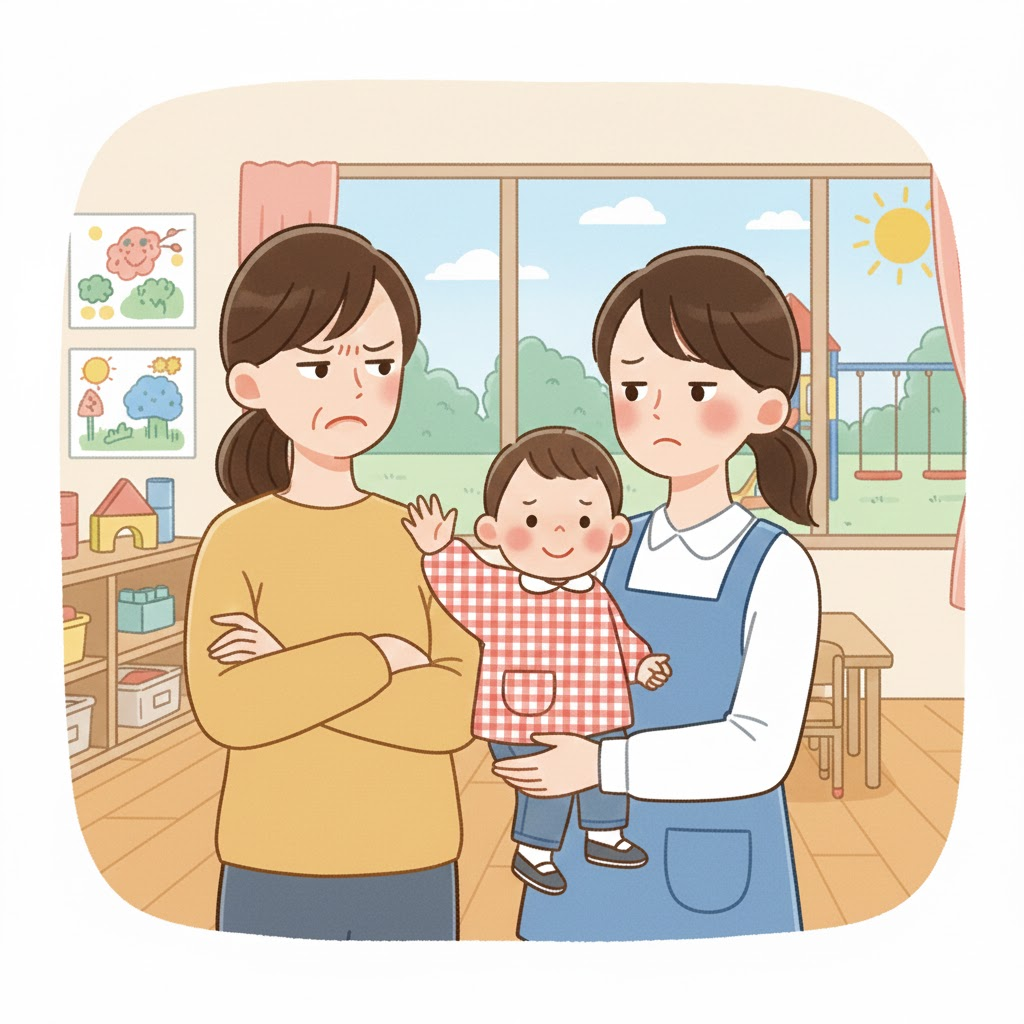 不満を持っている保護者のイメージ