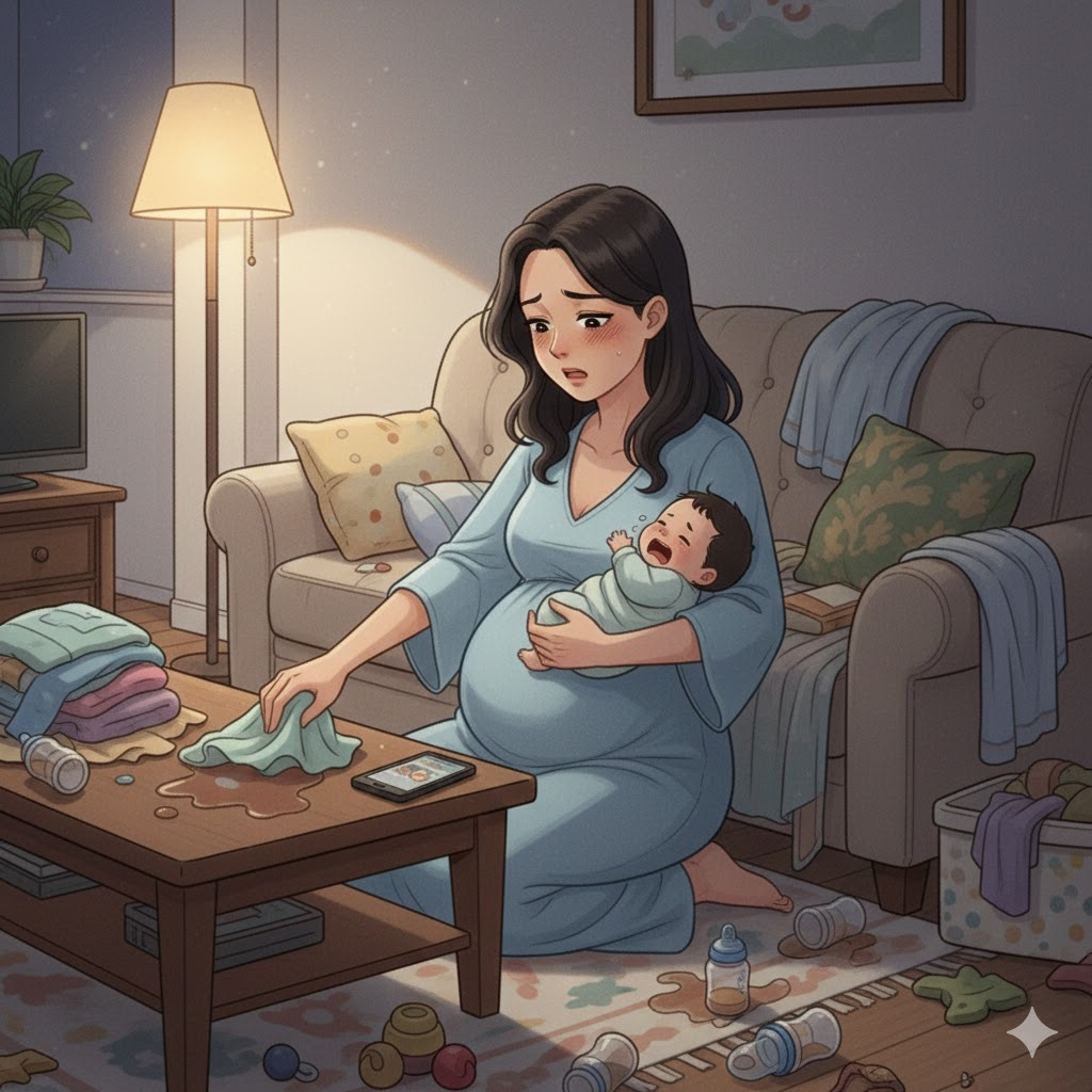 頼らない育児で疲弊しているイメージ