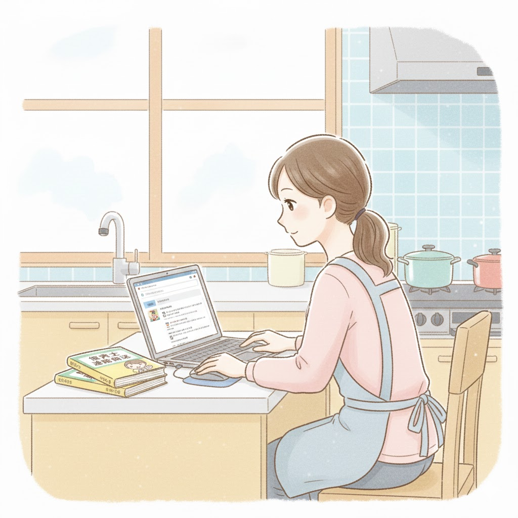 保育士試験について調べる様子