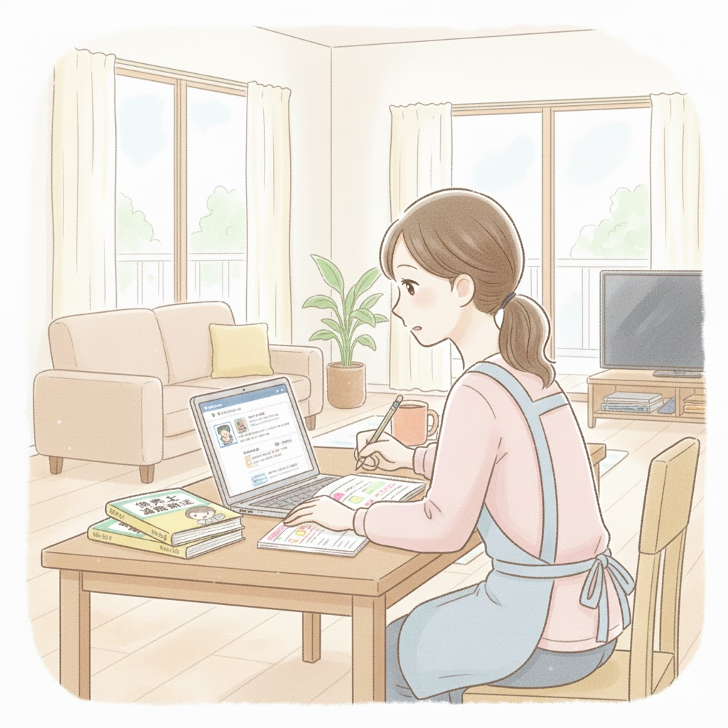 保育士試験の勉強を始める主婦のイメージ