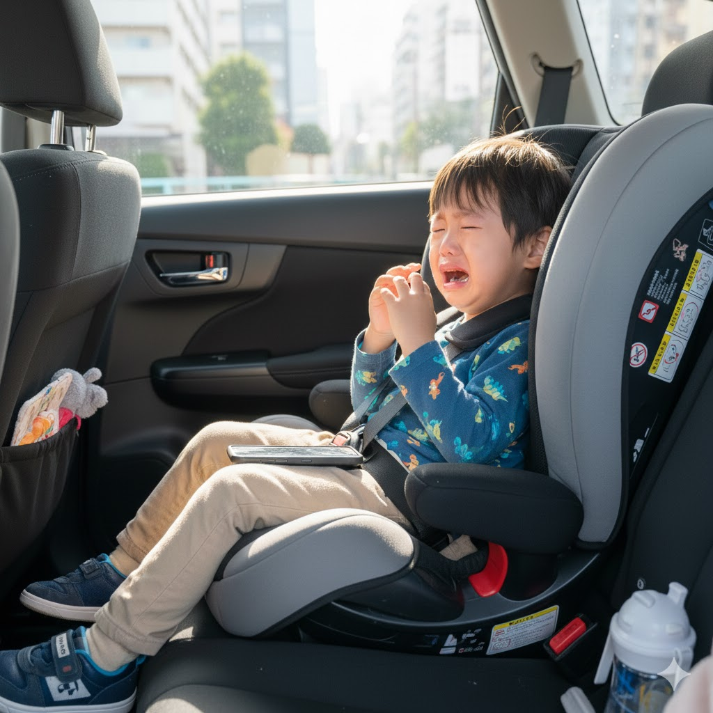 飽きて泣いている子どもの画像