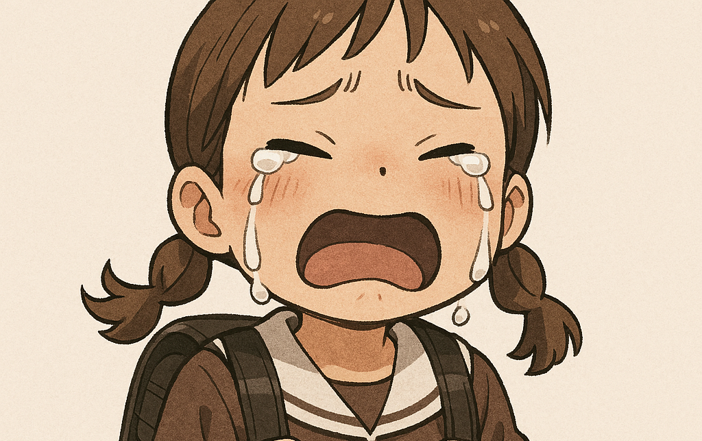 学校で泣いてしまった子どものイメージ